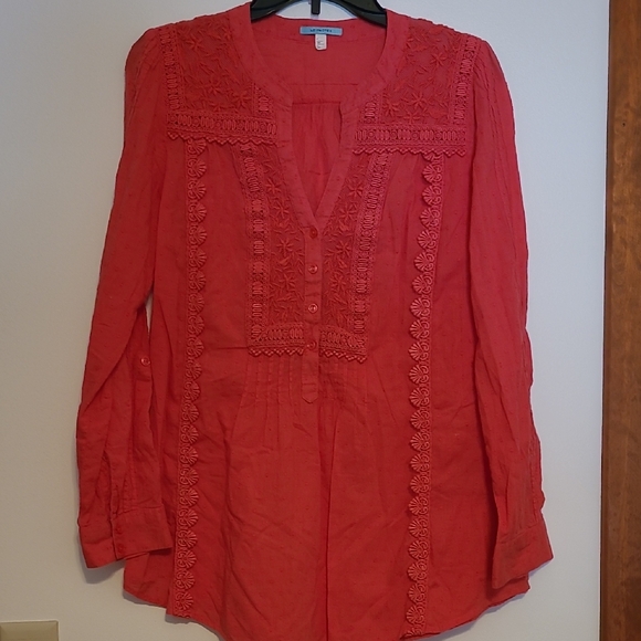 Leifnotes Tops - Leifnotes Long Sleeve Blouse With Lace Accent SZ   8 or M/L